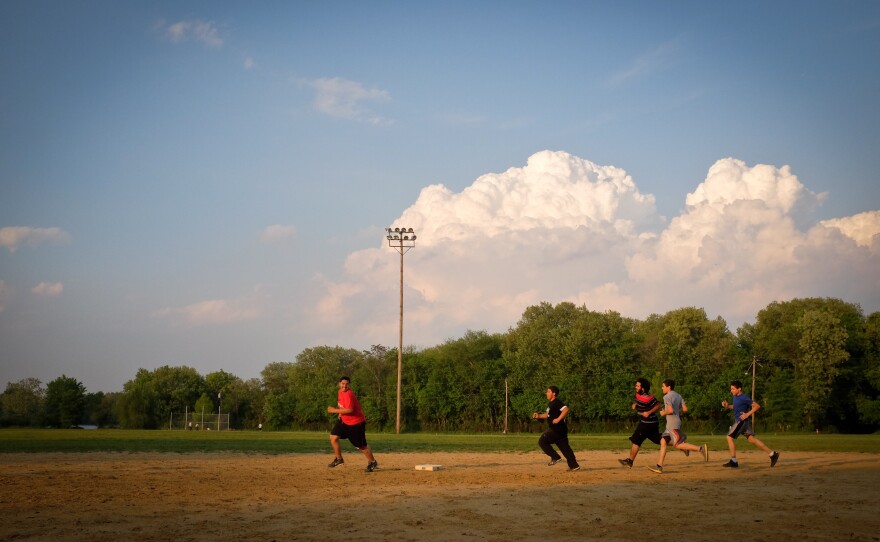 Players on the 16- to 18-year-old team practice together for the first time, at Pyne Poynt.