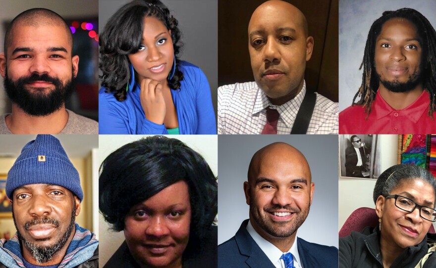In response to several high-profile deaths of African Americans in recent months, some black people are saying that enough is enough. Clockwise from top left: Michael Martin, Tunisian Burks, Sam Tyler, Alexander Pittman, the Rev. Carol Thomas Cissel, Brandon Winston, Donna Ghanney and Mark Turner.