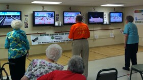 Seniors at the Greenspring Village Retirement Community in Springfield, Va., play Wii bowling.