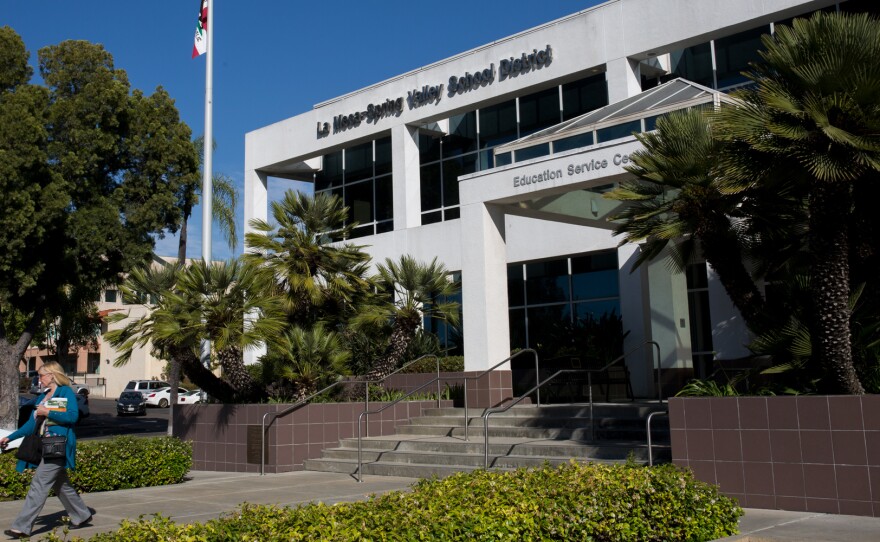 The outside of the La Mesa-Spring Valley School District office is shown on June 14, 2018.