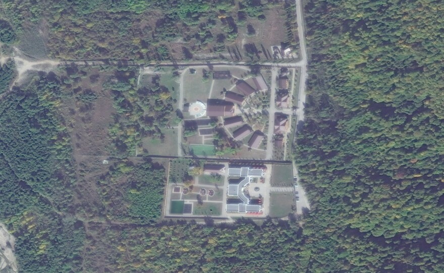 A commercial satellite image of a facility known as Gornyi Kluch, or "Mountain Key," in October 2022. The camp is one of more than 40 locations in Russia verified by a team of researchers at Yale University to have been part of Russia's system of camps for and adoptions of children from Ukraine.