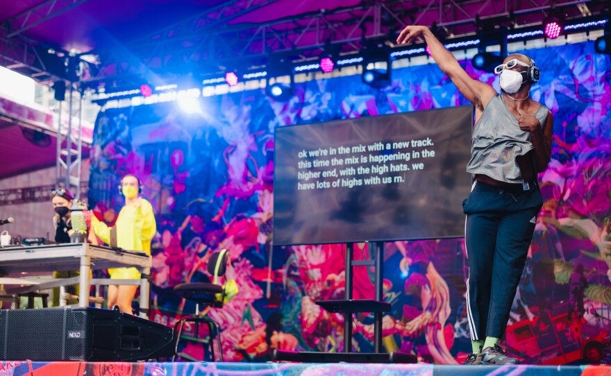 DJs, dancers, spectacular lighting, screens with captioning and an American Sign Language interpreter at the Silent Disco celebrating Disability Pride Month.