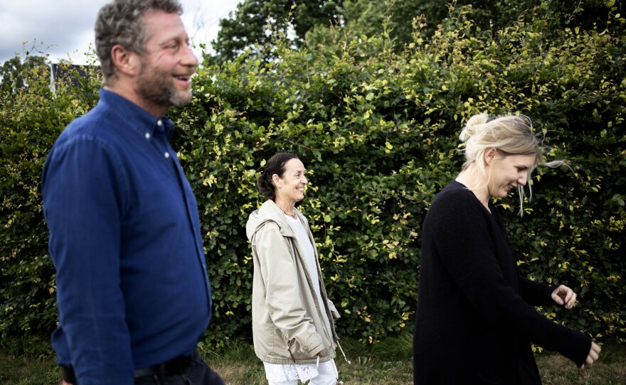 Uri Berliner, Agneta Berliner and Erika Pettersson walk near Agneta's house. "Even though we had just met it felt good to be around my newfound relatives," Uri says.