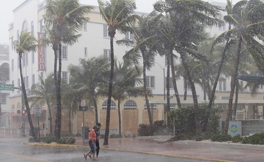 Winds hit Miami Beach on Saturday.