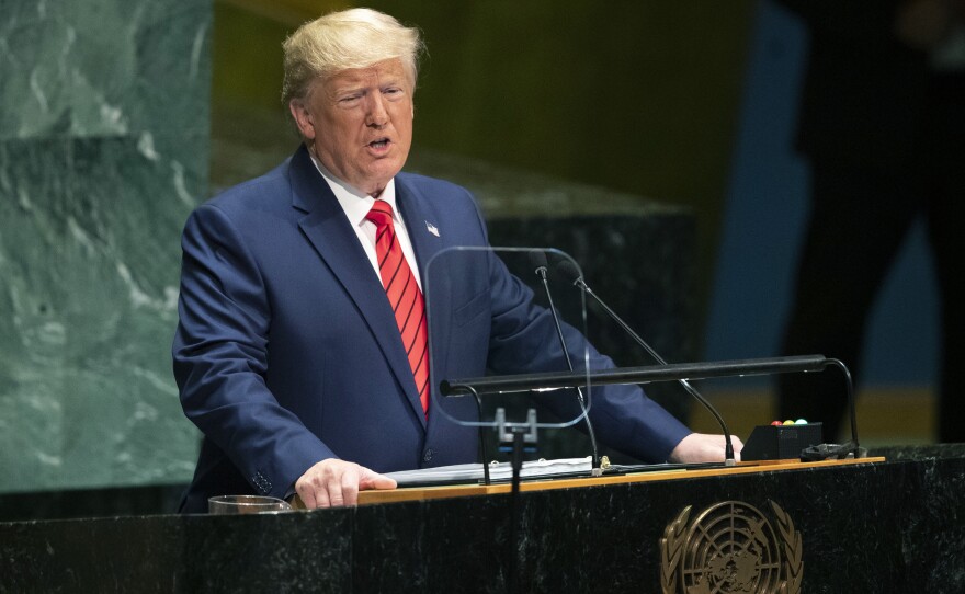 President Trump addresses the 74th session of the United Nations General Assembly at U.N. headquarters on Tuesday.