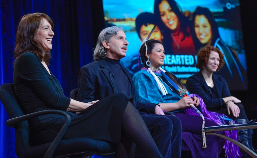 During PBS’ "Kind Hearted Woman" session at the Television Critics Association Winter Press Tour in Pasadena, Calif. on Tues., Jan. 15, 2013, INDEPENDENT LENS senior producer Lois Vossen, filmmaker David Sutherland, featured subject Robin Charboneau and FRONTLINE deputy executive producer Raney Aronson-Rath and discuss the new film profiling Charboneau’s life. (Premieres Monday-Tuesday, April 1-2, 2013)