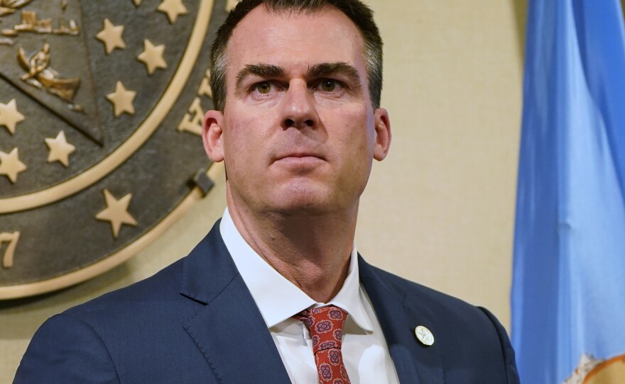 Oklahoma Gov. Kevin Stitt speaks during a news conference Feb. 11, 2021, in Oklahoma City.