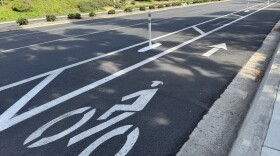 Pictured, a bike lane in Vista, Calif, where the asphalt berm has been removed, leaving only the bollard. June 25, 2025