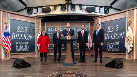 Vice President JD Vance in the South Court Auditorium in the Eisenhower Executive Office Building on the White House campus, Tuesday, Sept. 22, 2026, in Washington.