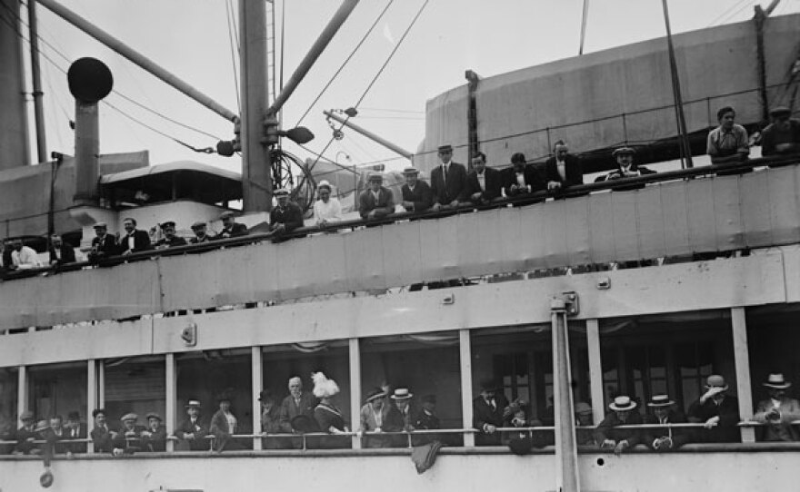 Passengers on board the SS Imperator, an ocean liner of the Hamburg America Line, in New York City, arrived June 19, 1913.
