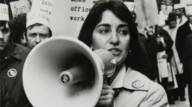 Karen Nussbaum marches for equal pay. 1970s