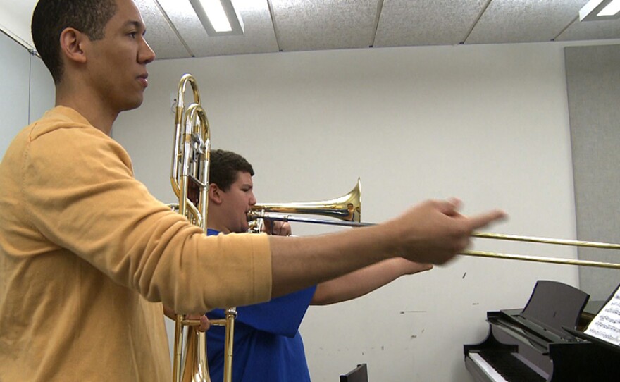 Promotional still of Weston and Rahman from the film “Some Kind Of Spark.”