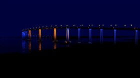 Peter Fink team, one of three finalists for the project, proposed illuminating the pillars with lights that celebrate the bridge as a gateway. They envision the colors will be programmed with an infinite number of settings that could be changed in response to holidays or the seasons. 