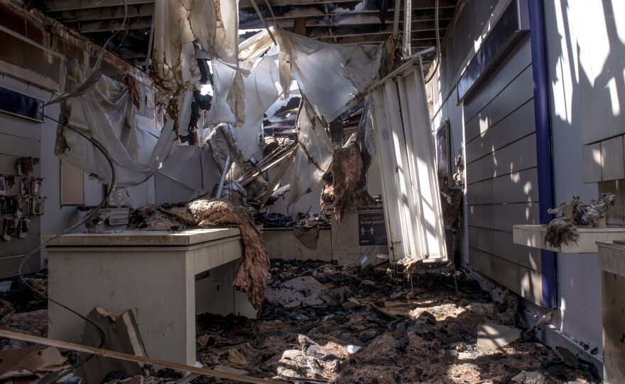 A view inside a destroyed business in the Uptown neighborhood of Kenosha, WI.