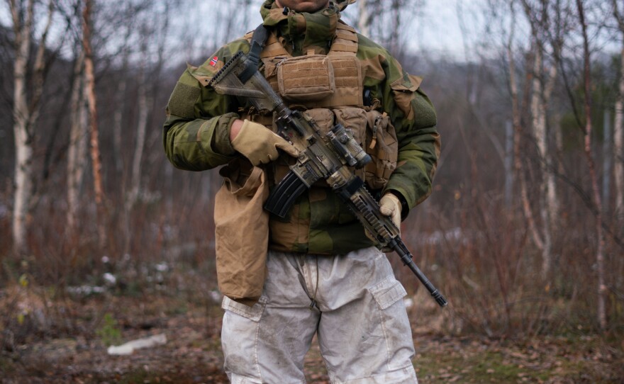 Platoon Commander Lt. Benjamin Thompson at Norway's military base. "Fighting during winter conditions is probably the hardest you can do," he said.
