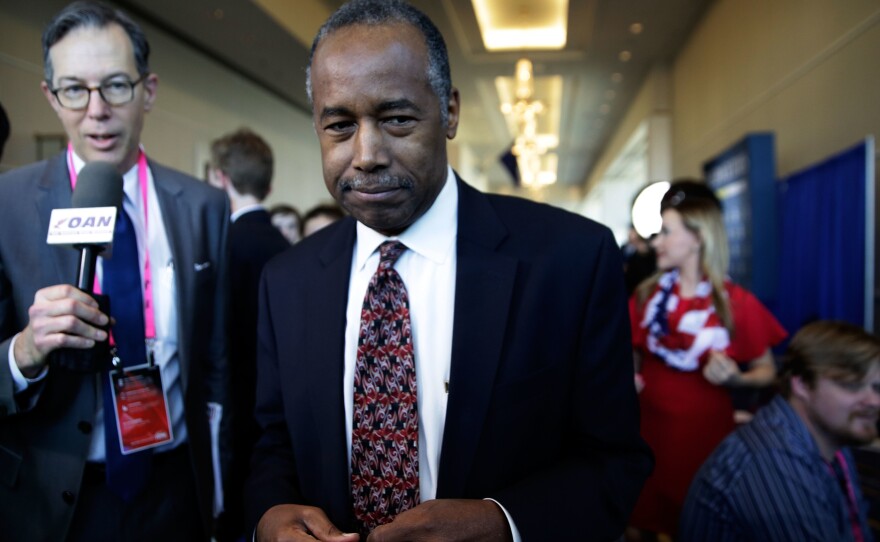 Secretary of Housing and Urban Development Ben Carson, seen here in February, spoke before the House and Senate appropriations committees Wednesday.