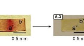 New plastic turns red when damaged, then repairs itself when exposed to light.