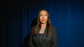 Paloma Aguirre, the mayor of Imperial Beach and a candidate for the District 1 seat on San Diego County’s Board of Supervisors, stands for a portrait at the KPBS studios in San Diego, California on May 14, 2025.