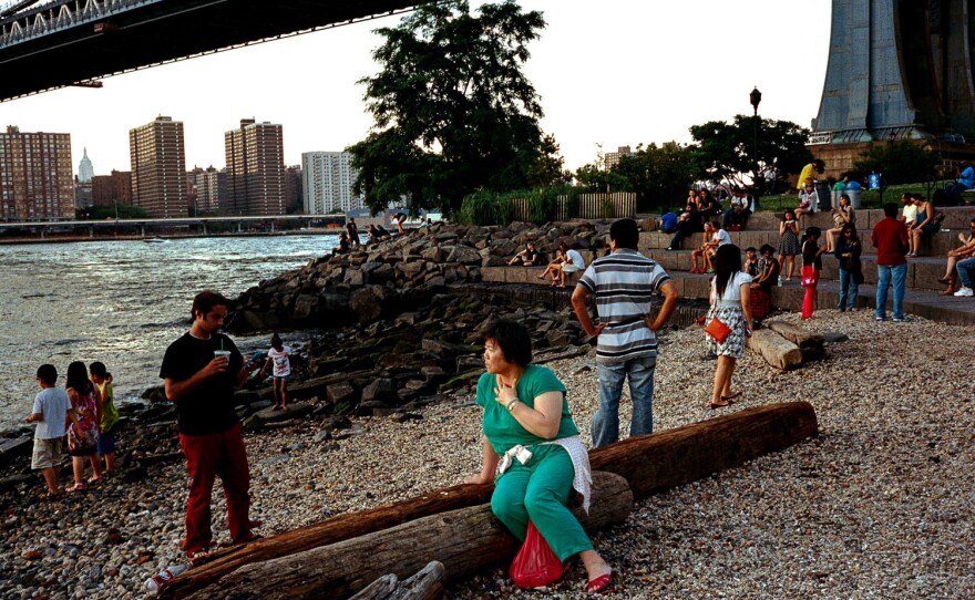 Grandma waiting for her grand children in Dumbo. 2013. Dumbo, Brooklyn.