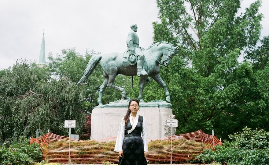 Robert E. Lee statue in Emancipation Park in Charlottesville, Va.: Footage from the 2017 Charlottesville rally — white supremacists marching with tiki torches and the echoes of their deafening chants — is seared into my mind. So when we visited the park that they gathered in, I was surprised by the quiet. The statue was still up, surrounded by safety fences and "No Trespassing" signs.
