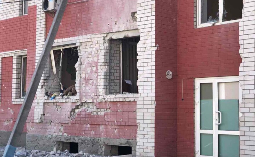 City Hospital No. 2 was heavily damaged from Russian shelling on March 16. The explosion blew out the windows of the Emergency Department, seen here, and caused doors to fly down hallways.