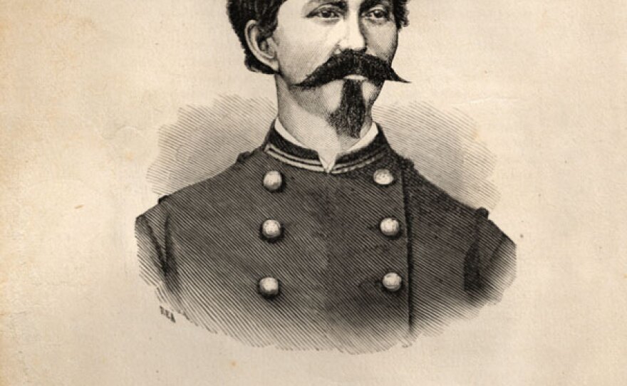 Drawing by REA, of Loreta Velazquez, aka Harry T. Buford, around 1876. From "The Woman In Battle," by Loreta Janeta Velazquez, sold by subscription, Hartford, T. Belknap, 1876. REA was John Rea Neill, from Philadelphia, Penn, known for his work illustrating the Land of Oz series, and "Little Black Sambo."