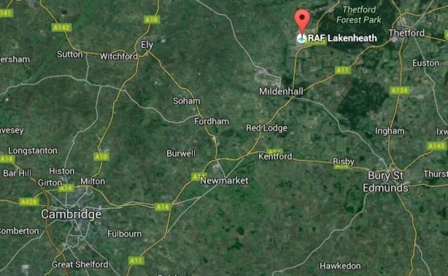 A fighter jet that took off from RAF Lakenheath airbase crashed in a rural area west of the base, near the town of Ely. The area is about 80 miles north-northeast of London.