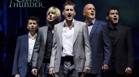 (left to right) Damian McGinty, Keith Harkin, Paul Byrom, George Donaldson, and Ryan Kelly perform at Casino Rama in Ontario, Canada in "Celtic Thunder — Take Me Home," premiering nationwide on public television in 2009. 