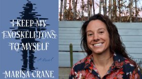 The cover of "I Keep My Exoskeletons to Myself" is shown with an undated photo of author Marisa Crane.