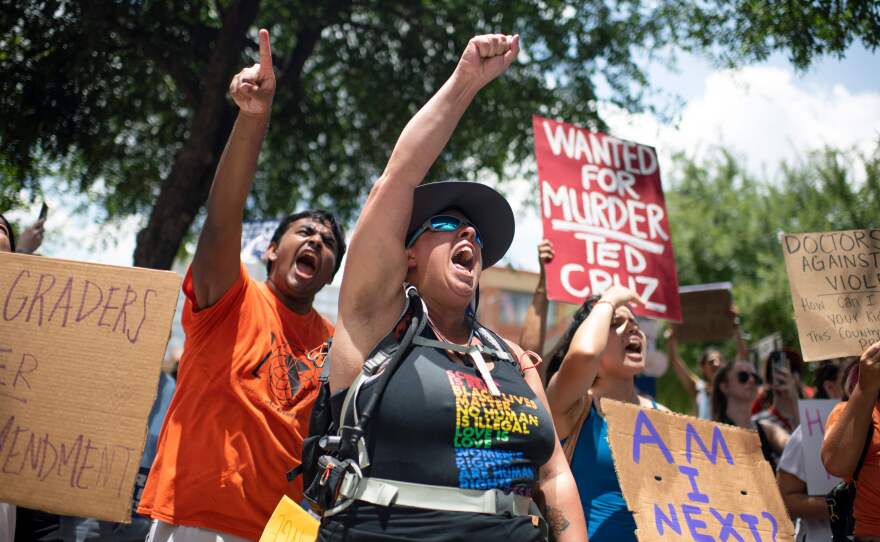 Houston: Demonstrators shout during the March for Our Lives rally.