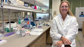 Scripps Research professor Amy Lightner sits in her lab on July 29, 2025. She is recruiting San Diegans to try out a new way to test for polyps that lead to colon cancer.