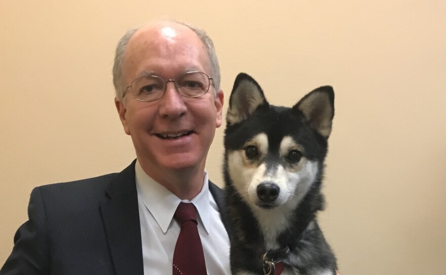 Democratic Rep. Bill Foster of Illinois with his Alaskan Klee Kai named Shadow. Foster thinks having more dogs on Capitol Hill would encourage more bipartisanship.