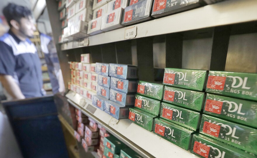 Menthol cigarettes and other tobacco products at a store in San Francisco in 2018. U.S. health regulators announced a new effort Thursday to ban menthol cigarettes.