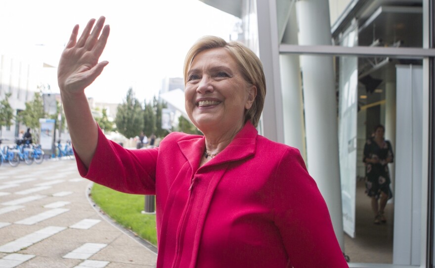 Hillary Clinton outside the <em>Fresh Air </em>studio in<em> </em>Philadelphia on Sept. 14.