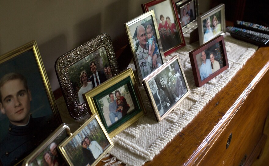 Family photos in the Scalia home.