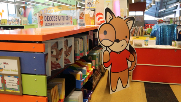 The new decodable book collection at the San Diego Central Library, photographed on Friday, Aug. 28, 2026.