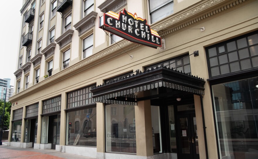The exterior of the Hotel Churchill is shown on Friday, Oct. 3, 2025.