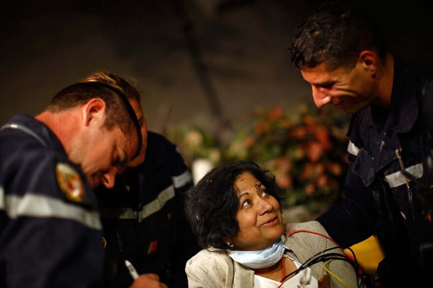 Sarla Chand, 65, from New Jersey, is in good condition after being rescued from the collapsed Hotel Montana in Port-au-Prince on Thursday.