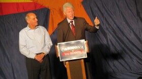 Former President Bill Clinton at a rally for Arizona Senate candidate Richard Carmona Wednesday night in Tempe. 