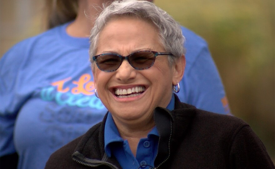 City Councilwoman Jen Campbell smiles while attending a trash pick-up in Rose Creek, April 27, 2019.