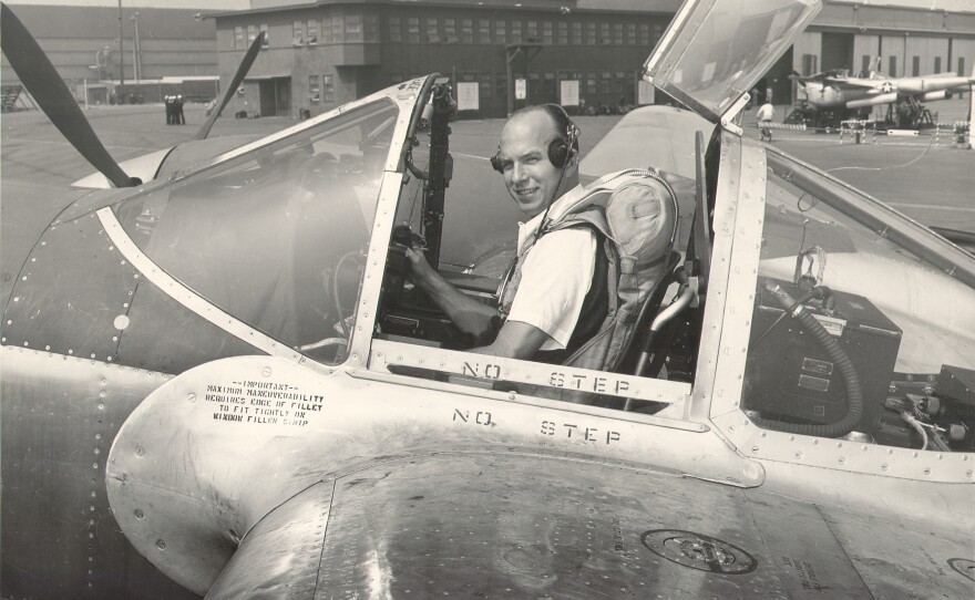 Van Heusen in his second life as a World War II-era test pilot.