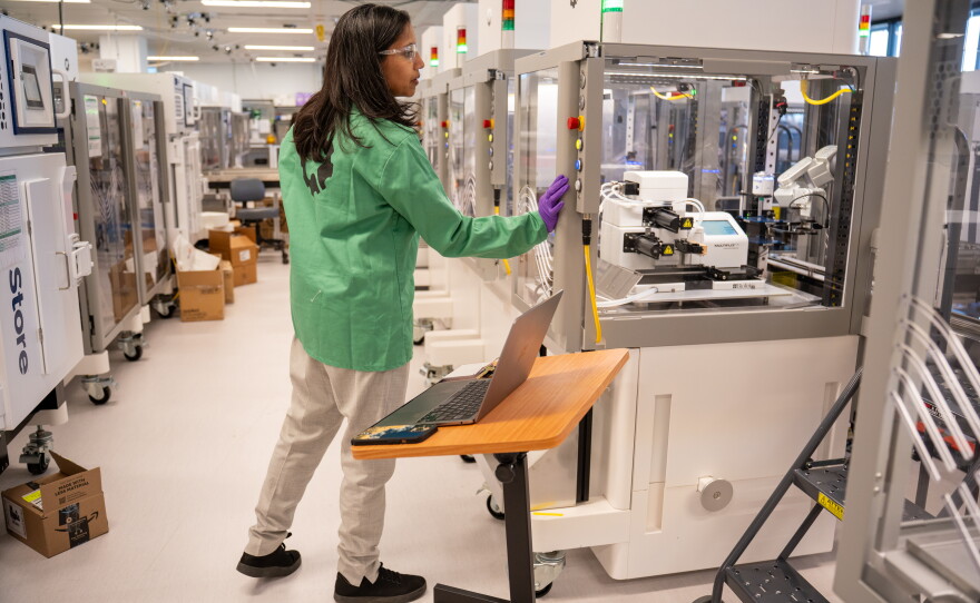 Reshma Shetty, co-founder and COO of Ginkgo Bioworks, walks through an autonomous lab where AI robots replace lab benches. Shetty says using AI has already fundamentally changed the way she practices science. "The really wild moment was the first time I saw a lab notebook entry written by the model," she says.
