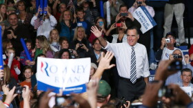 Republican presidential candidate, former Massachusetts Gov. Mitt Romney speaks during a campaign rally at the Hy Vee Center on November 4, 2012 in Des Moines, Iowa. 
