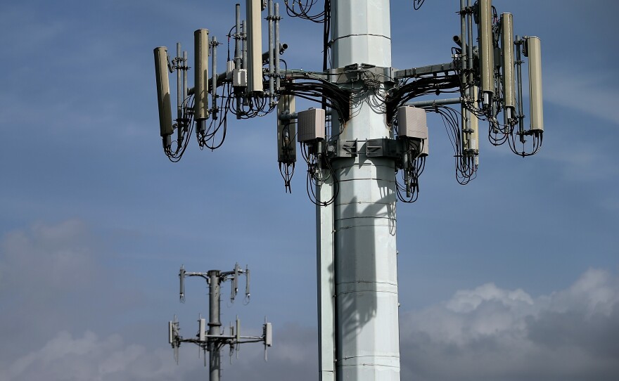 A view of cellular communication towers on March 6, 2014. A private sector company released a routine test message from the National Weather Service as an official tsunami warning, resulting in widespread reports of tsunami warnings.