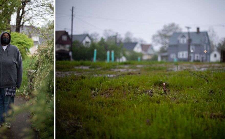 Empty lots dot the Hough neighborhood in Cleveland, where Deborah Lewis (left) and others are working to reverse the effects of historical disinvestment.