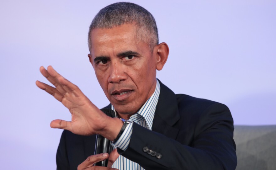 Former President Barack Obama, here at a Chicago event in October, has weighed in on the aftermath of George Floyd's killing, saying those who've resorted to violence put "innocent people at risk."