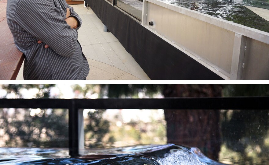 Justin Enjo, an engineer at Wave Loch, "carves water" with a ramp in his experimental wave-making pool near San Diego. So far, the system is able to create tiny, "perfect" surfing waves every 10 seconds.