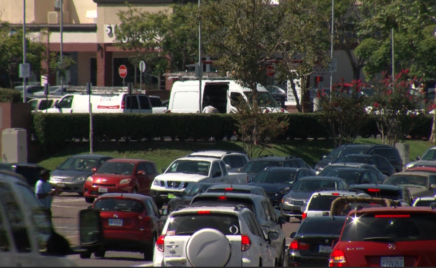 Traffic on Friars Road in Mission Valley, Aug. 17, 2017.