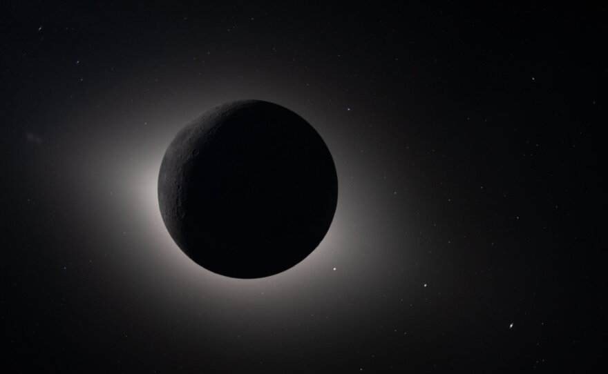 April 6: Captured by the Artemis II crew during their lunar flyby, this image shows the moon fully eclipsing the sun. From the crew's perspective, the moon appears large enough to completely block the sun, creating nearly 54 minutes of totality and extending the view far beyond what is possible from Earth. The corona forms a glowing halo around the dark lunar disk, revealing details of the sun's outer atmosphere typically hidden by its brightness. Also visible are stars, typically too faint to see when imaging the moon, but with the moon in darkness, stars are readily imaged. This unique vantage point provides both a striking visual and a valuable opportunity for astronauts to document and describe the corona during humanity's return to deep space. The faint glow of the nearside of the moon is visible in this image, having been illuminated by light reflected off the Earth.