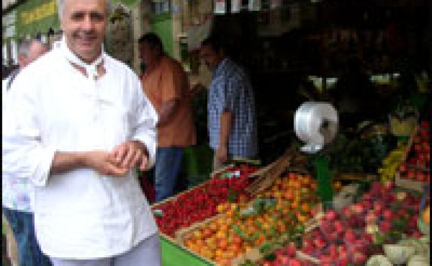 Dominique Valadier, head chef at Lycee de l'Emperi in France, shops for fresh ingredients each morning to prepare lunch for the school's students.